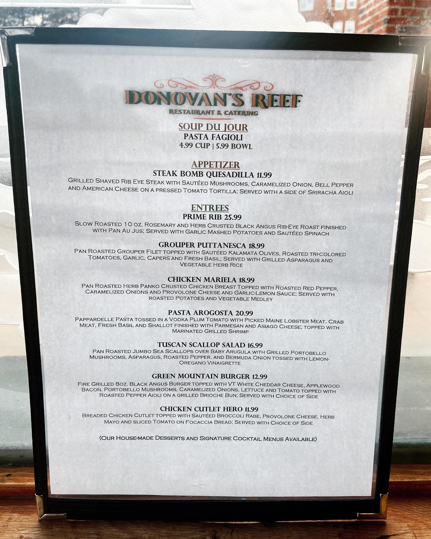 Monday&rsquo;s specials!!
Stop down at the reef and dine in with us this evening or call in for takeout.
4:00-9:00pm